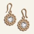 Vintage gold jewelry earrings with diamonds